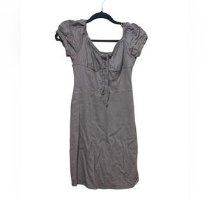 Hollister Brown Scoopneck Puff‎ Sleeve Mini Dress Women’s Small